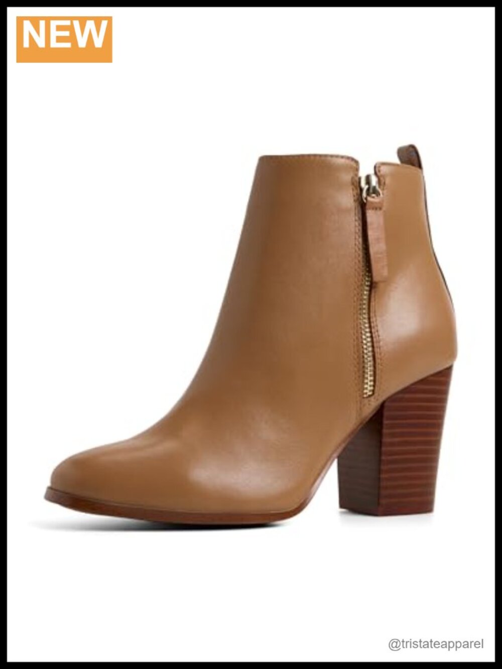 Women's Leather Block Heel Ankle Booties Side Zip Comfortable Cushioned